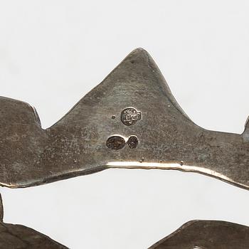 Brödkorgar, 2 st, samt servettringar, 3 st, silver, 1800-1900-tal.