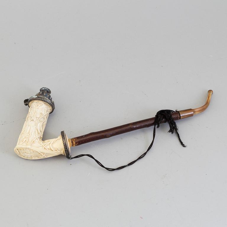 AN AUSTRIA HUNGARY PIPE, silver, dated 1835.
