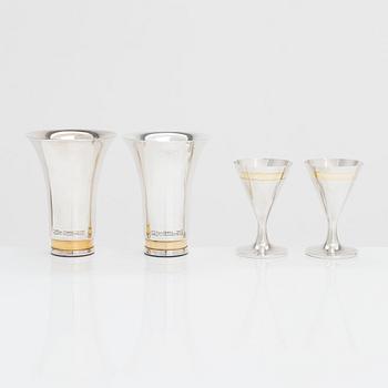 Pekka Piekäinen, two pairs of beakers, silver and gilded silver, 1979 and 1992.