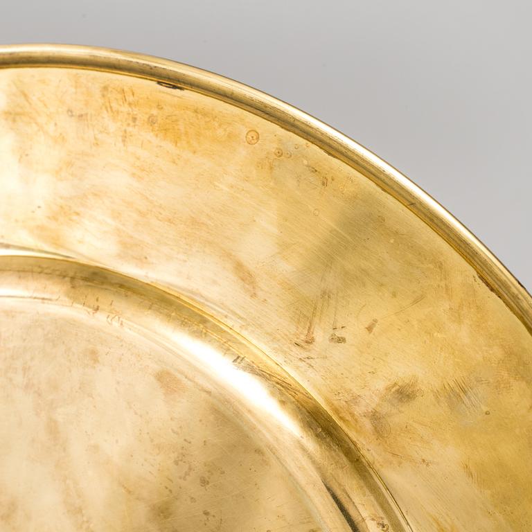 10 brass under plates from Stelton Brassware, Denmark.