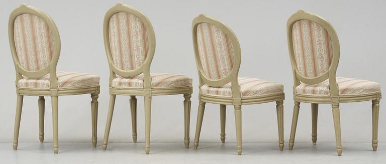 A set of four Gustavian chairs.