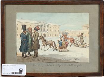 OKÄND KONSTNÄR, 2 st, akvareller, Ryssland, 1800-tal.