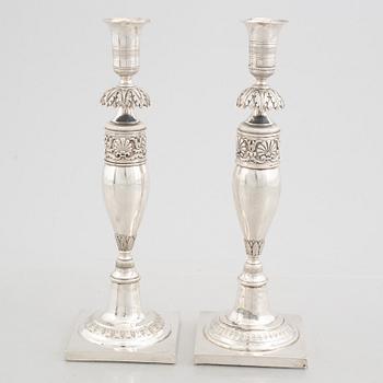 Two early 19th century German silver candlesticks, Berlin and Breslau 1820-1850.