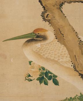 Shen Quan, after, 'Crane, magpies and a blossoming cherry tree'.