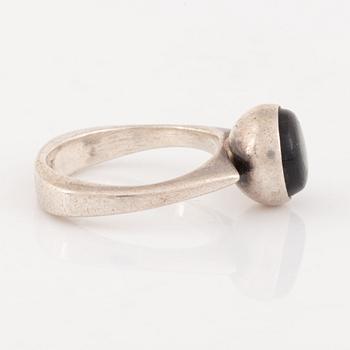 Silver bangle and ring with labradorite.