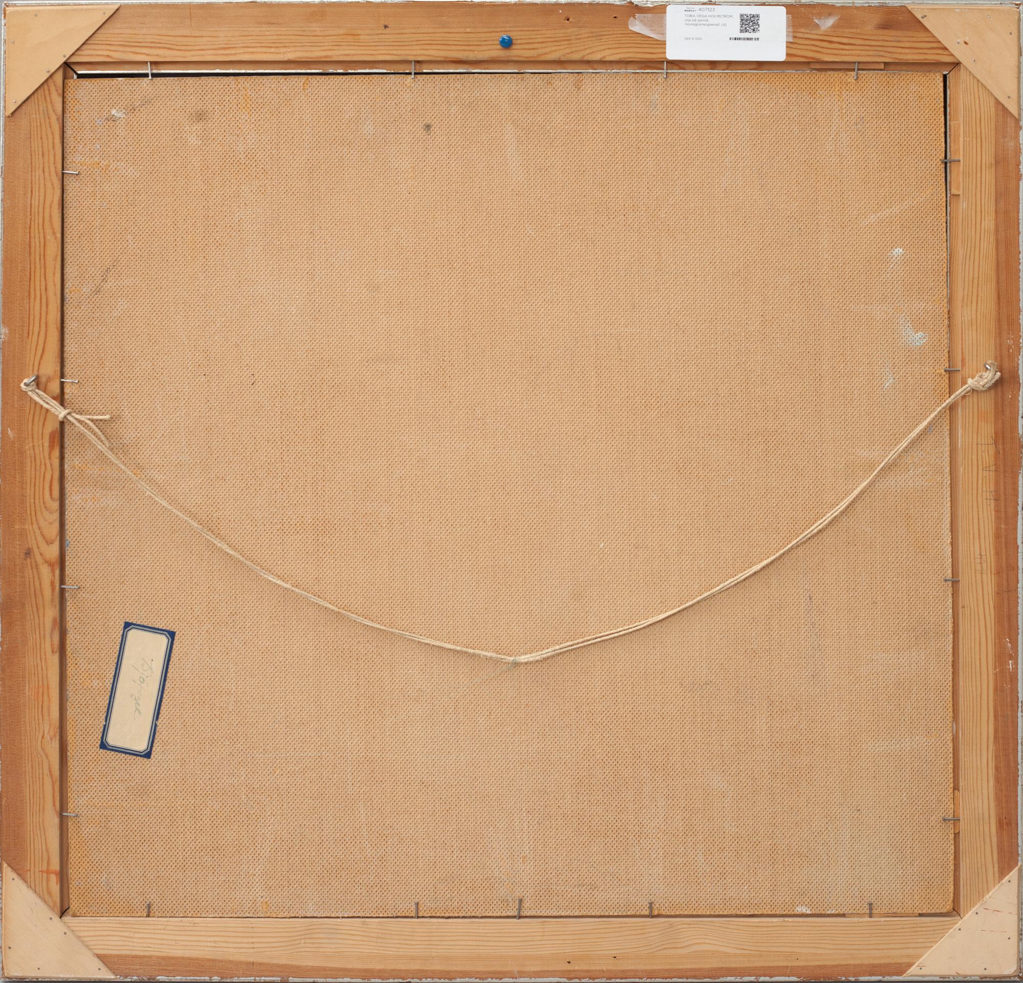 TORA VEGA HOLMSTRÖM, olja på pannå, monogramsignerad.