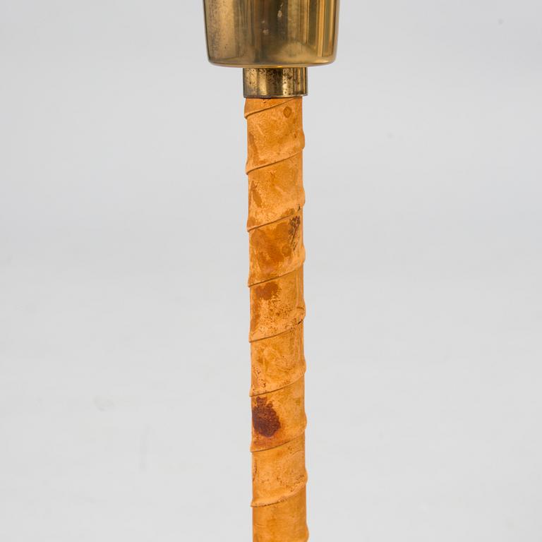 Lisa Johansson-Pape, a 'Senator' brass and leather table light, Orno, Finland.