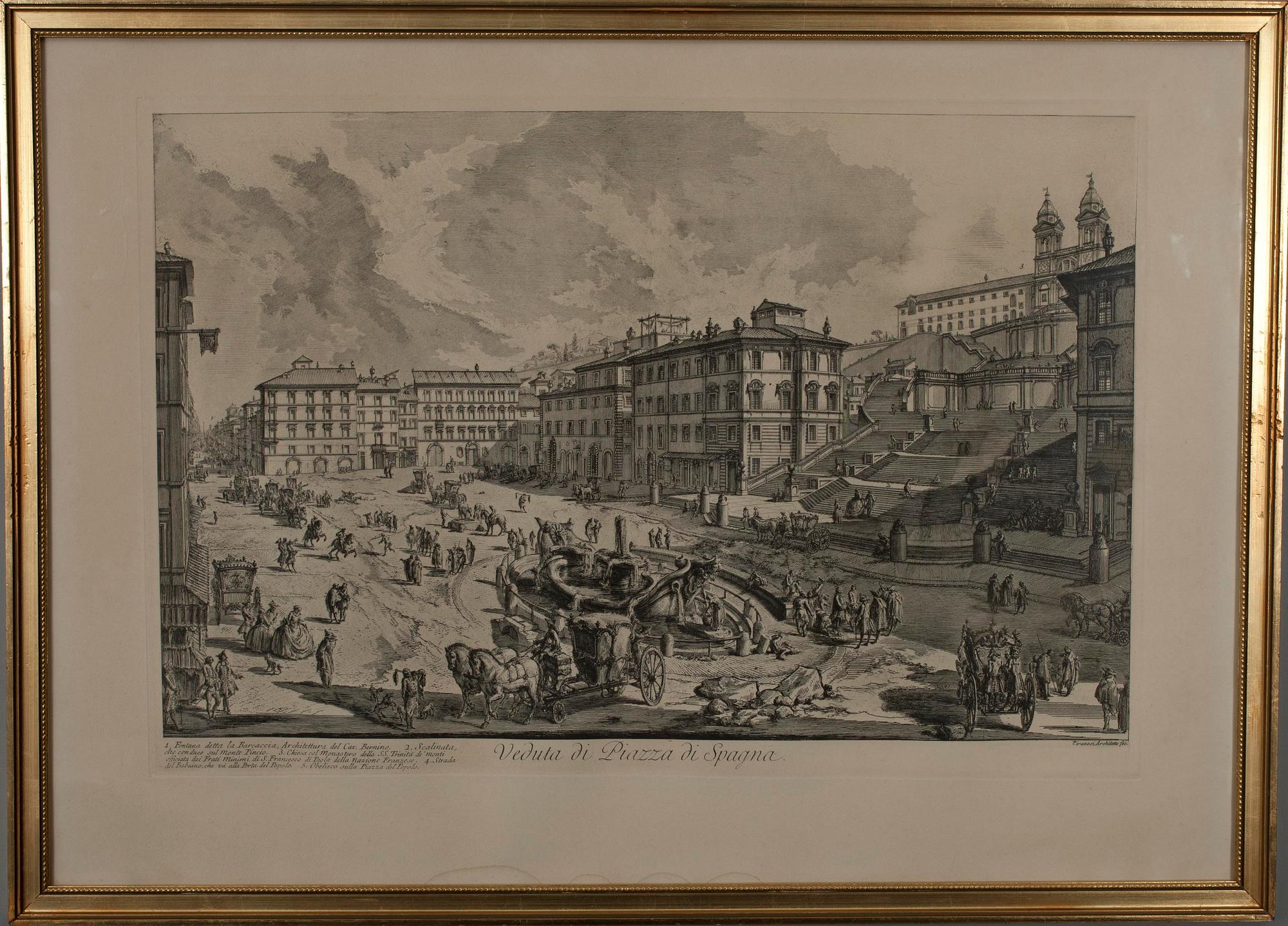 GIOVANNI BATTISTA PIRANESI, KOPPARSTICK, senare avdrag, Veduta di Piazza di Spagna.
