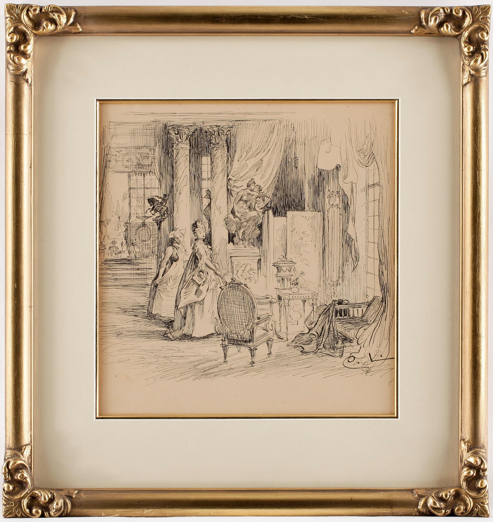 CARL LARSSON. Tuschteckning. Sign C.L. Troligen utförd 1891.