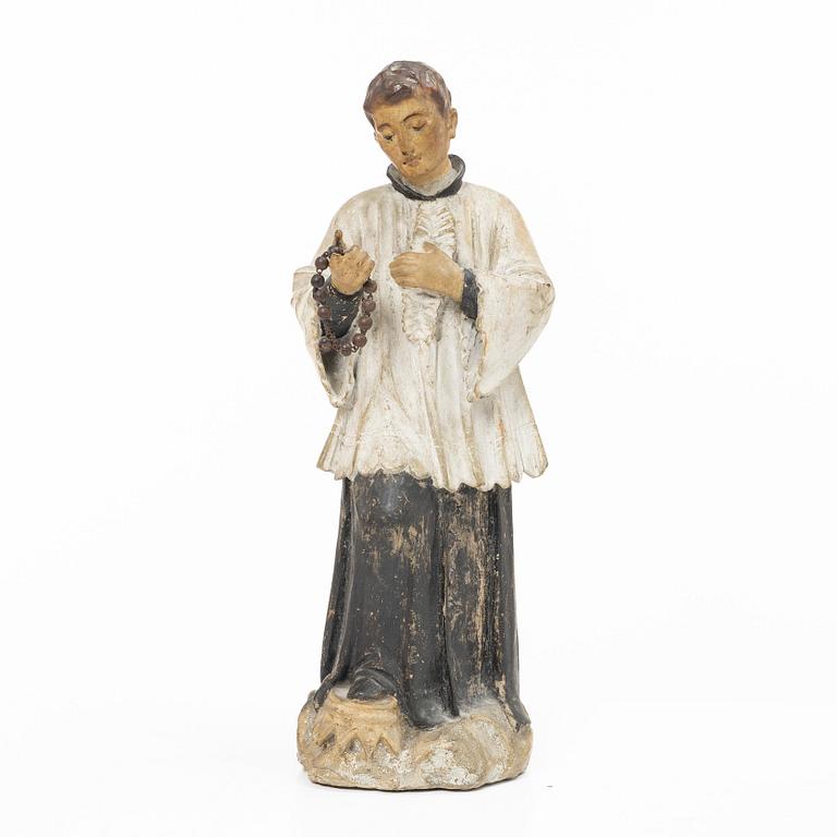 Wood sculpture, saint figure, 19th century.