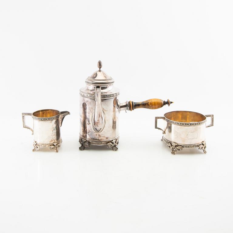 Coffee service 3 dlr Gustavian style GAB silver plate early 20th century.
