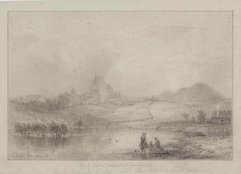 JOHAN CHRISTIAN BERGER, Drawing in pencil, signed J. Berger and dated 1844.