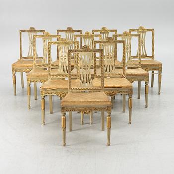 Stolar, 10 st, 1900-talets första hälft/mitt, Gustaviansk stil.