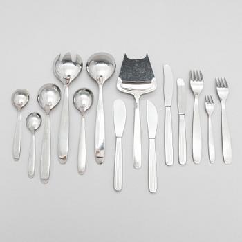 KAJ FRANCK, a set of 46 stainless steel "Scandia" cutlery service for Hackman Sorsakoski, Finland. Design year 1952.