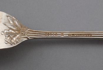 FISKBESTICK, 22 delar, silver, CH Danziger, Tyskland, omkring år 1900.  Vikt ca 1056 gram.