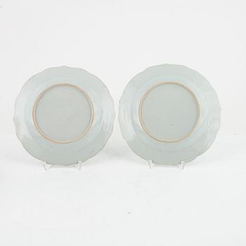Nine Chinese porcelain plates, Qianlong 1736-95.