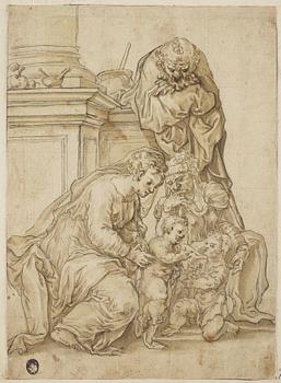 MARTEN DE VOS, circle of. Unsigned.  Image 24 x 17.5 cm (relined/glued to paper 47.5 x 35 cm).