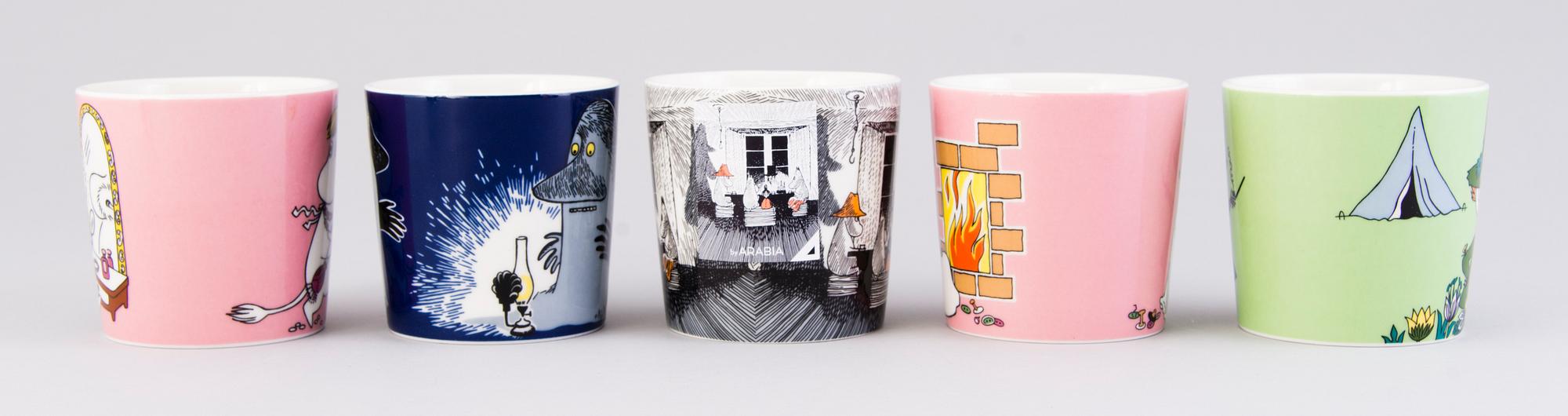 MUUMIMUKEJA, 25 kpl, posliina, Moomin Characters, Arabia 1996-2018.
