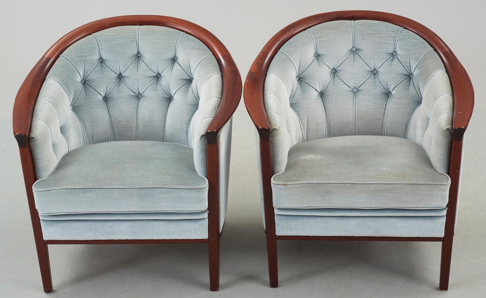 FÅTÖLJER, ett par. Bröderna Andersson, Ekenässjön, 1900-talets andra hälft.