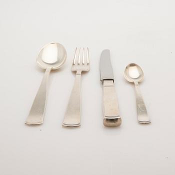 Jacob Ängman, Cutlery set, 48 pieces, silver, “Rosenholm” model, GAB, Eskilstuna and Stockholm, second half of the 20th century.