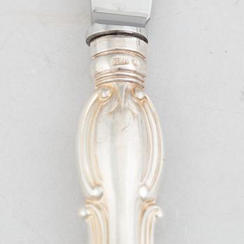 Bestickuppsättning, 48 delar, silver, modell "Olga", bl a CG Hallberg, Stockholm 1958.