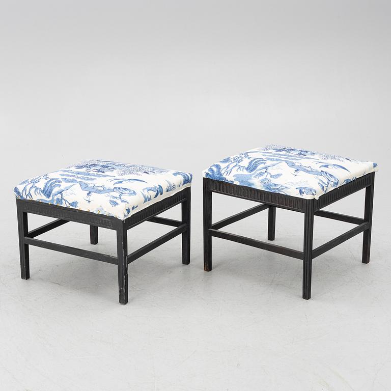 Two gustavian style stools, 20th century.