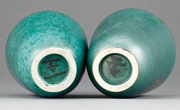 VASER, ett par, flintgods, "Argenta", Wilhelm Kåge, 1900-talets mitt.