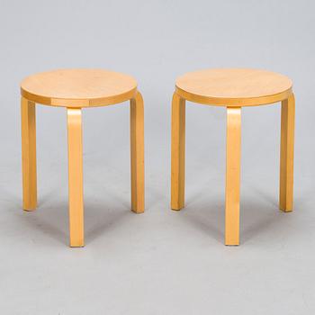 Alvar Aalto, a pair of late 20th century '60' stools for Artek, Finland.