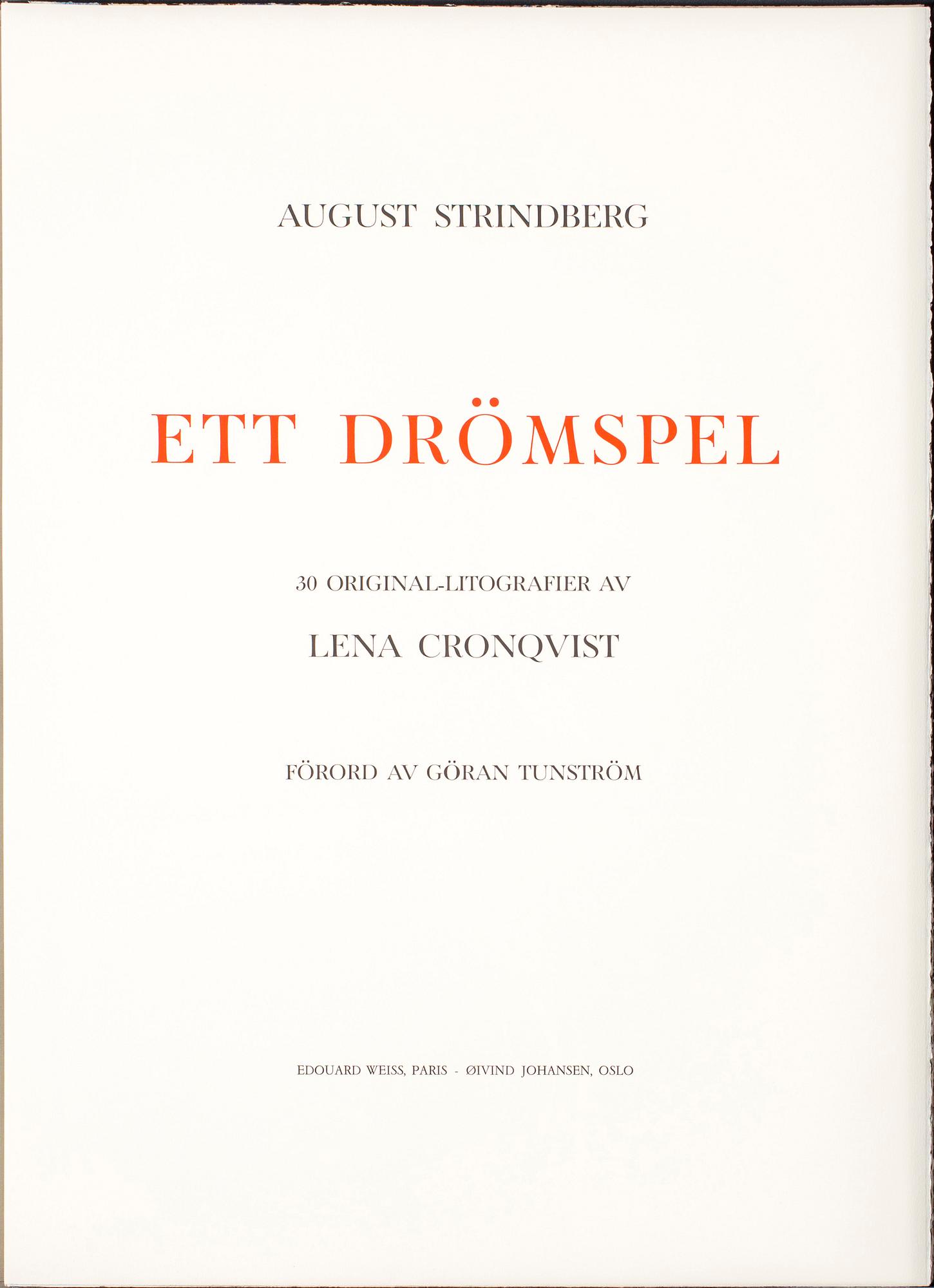 LENA CRONQVIST, portfölj med 30 färg och sv/v litografier, 1989.