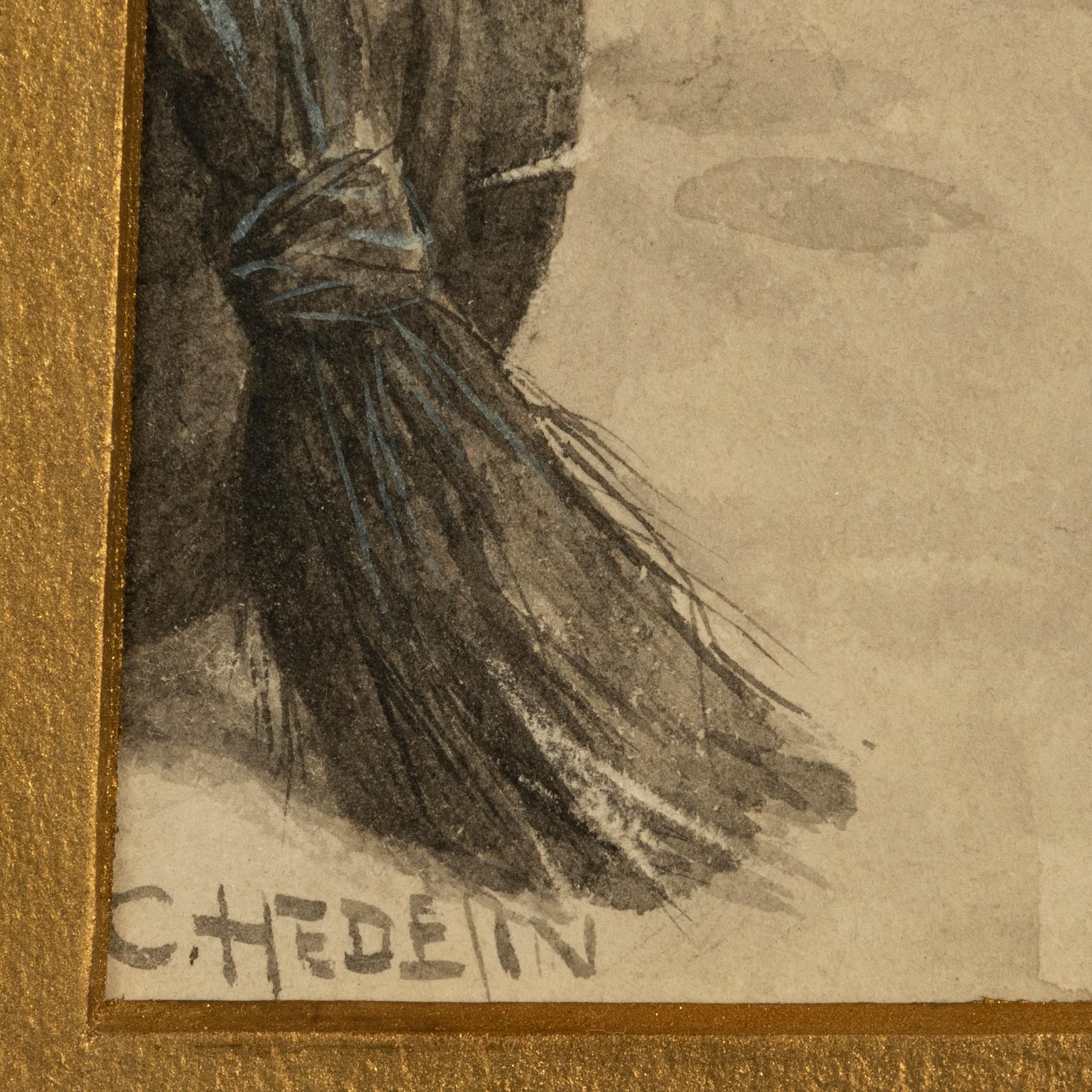Carl Hedelin, ink and watercolour, signed.