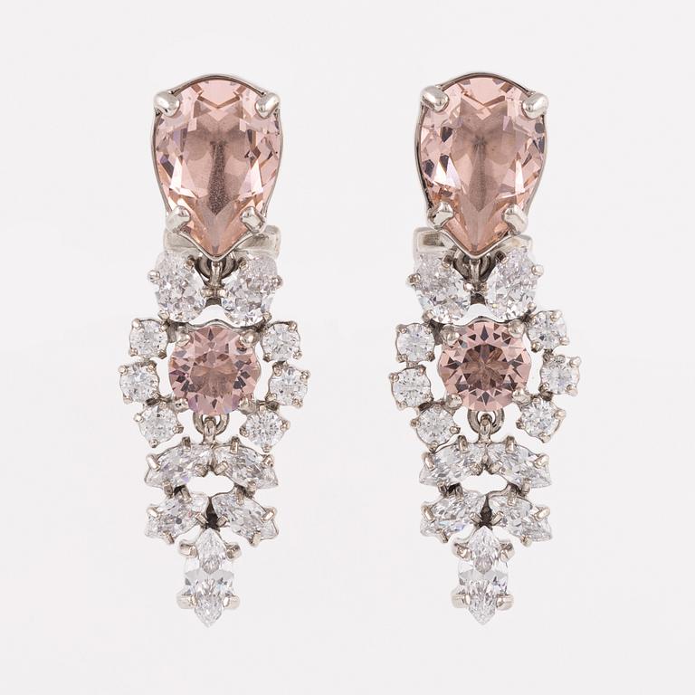 Prada, a pair of clip-on rhinestone and strass earrings.