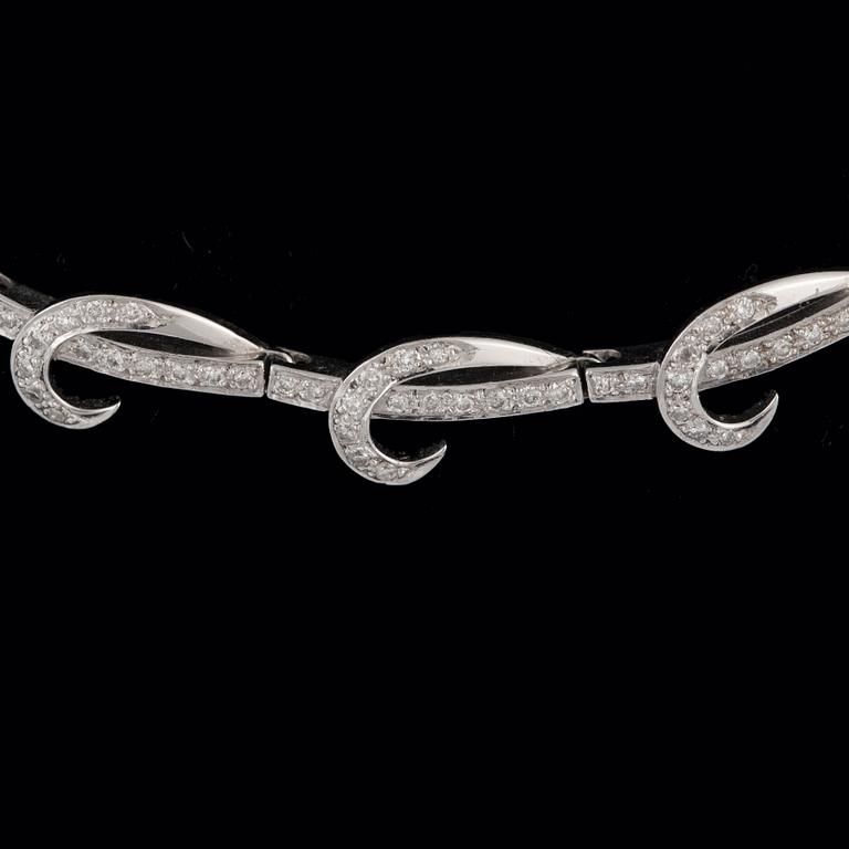 A brilliant-cut diamond necklace. Total carat weight circa 1.65 cts.