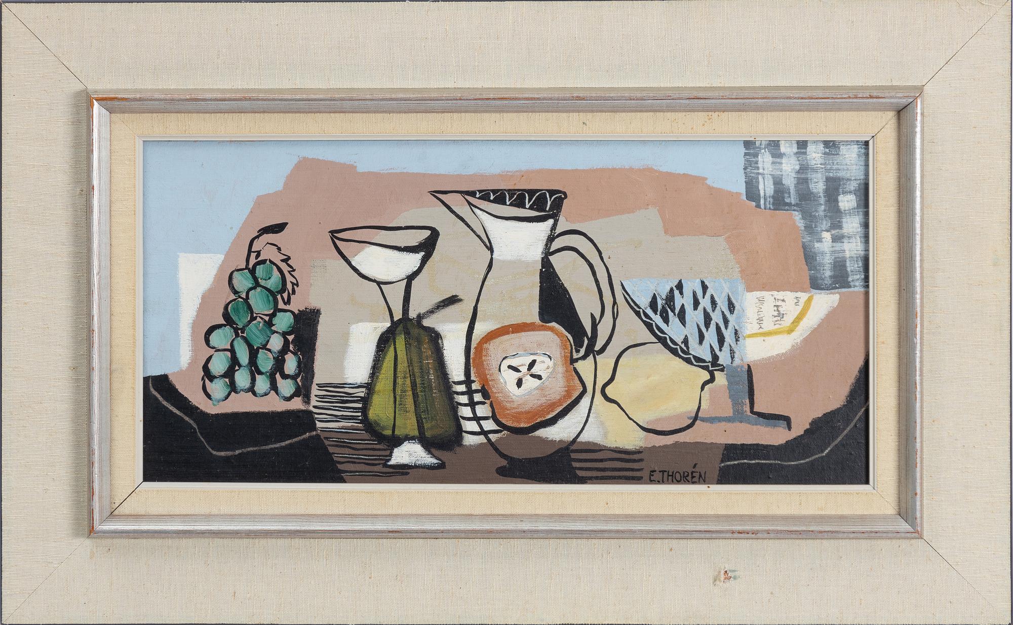 Esaias Thorén, "Stilleben med kanna och druvor".