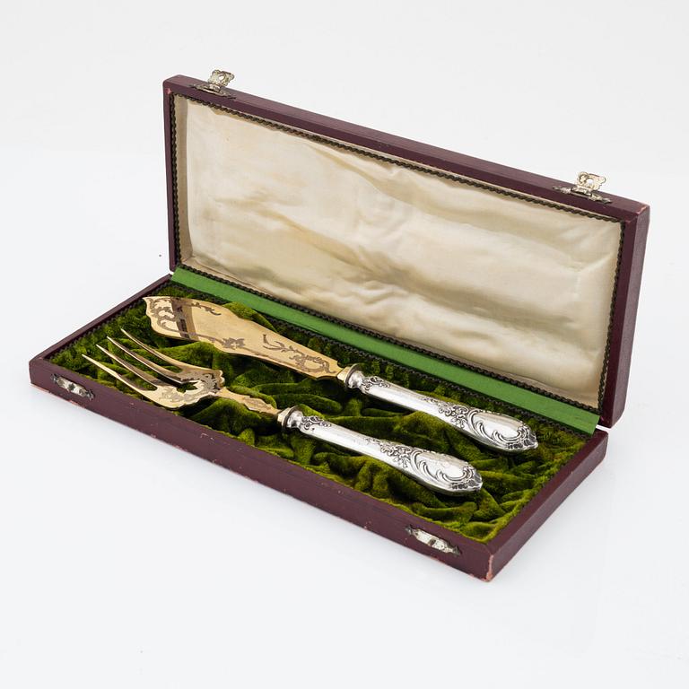 Silver fish servers, Germany, early 20th century.
