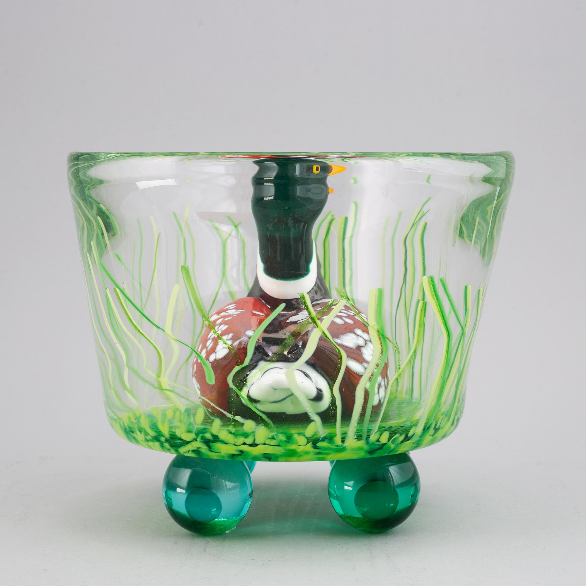 Ernst Billgren, skulptur, glas, "And i Vas", Kosta Boda, numrerad 15/30, signerad.