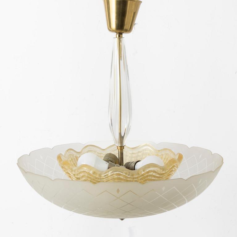 Orrefors, a ceiling lamp, 1940s.