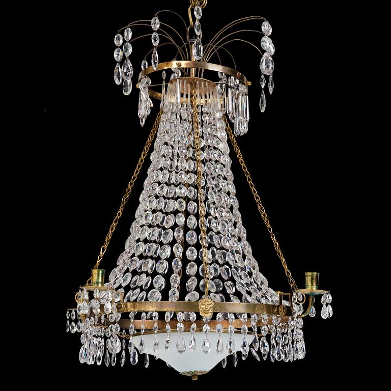 A late Gustavian five-light chandelier, late 18th century.