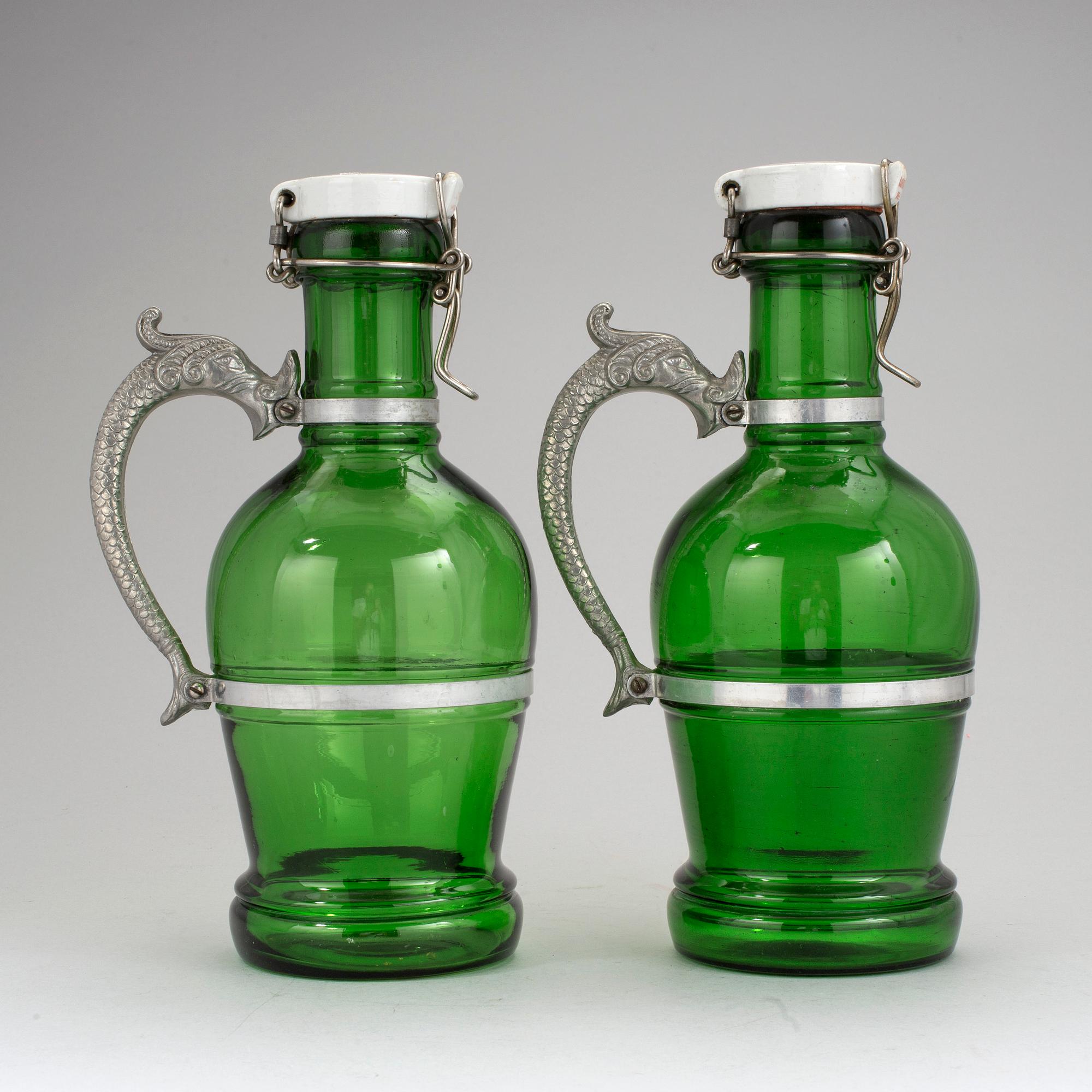 TILLBRINGARE, ett par, glas och metall, Glasindustrie Dresden, Tyskland, omkring 1900.