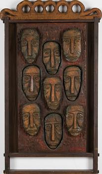 KOSTI AHONEN, wood relief, signed and dated -72.