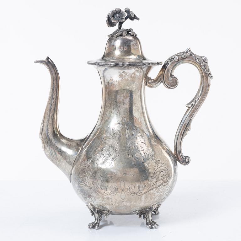 Frans Holm, coffee pot and cream jug, silver, Vadstena, 1877-79.