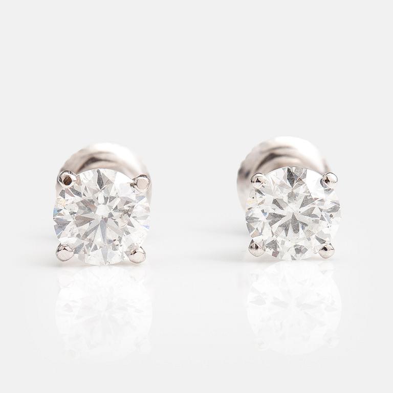 ÖRHÄNGEN, 14K vitguld, briljanter ca 1.70 ct tot.
