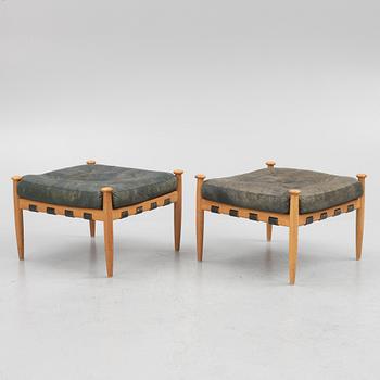 Erik Merthen, a pair of "Amiral" armchairs with ottoman, IRE Möbler, Sweden, 1960's.