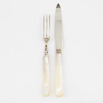 A set of twelve Silver Dessert Cutlery, J.B. Chatterley & Sons Ltd, Birmingham, England, 1938.