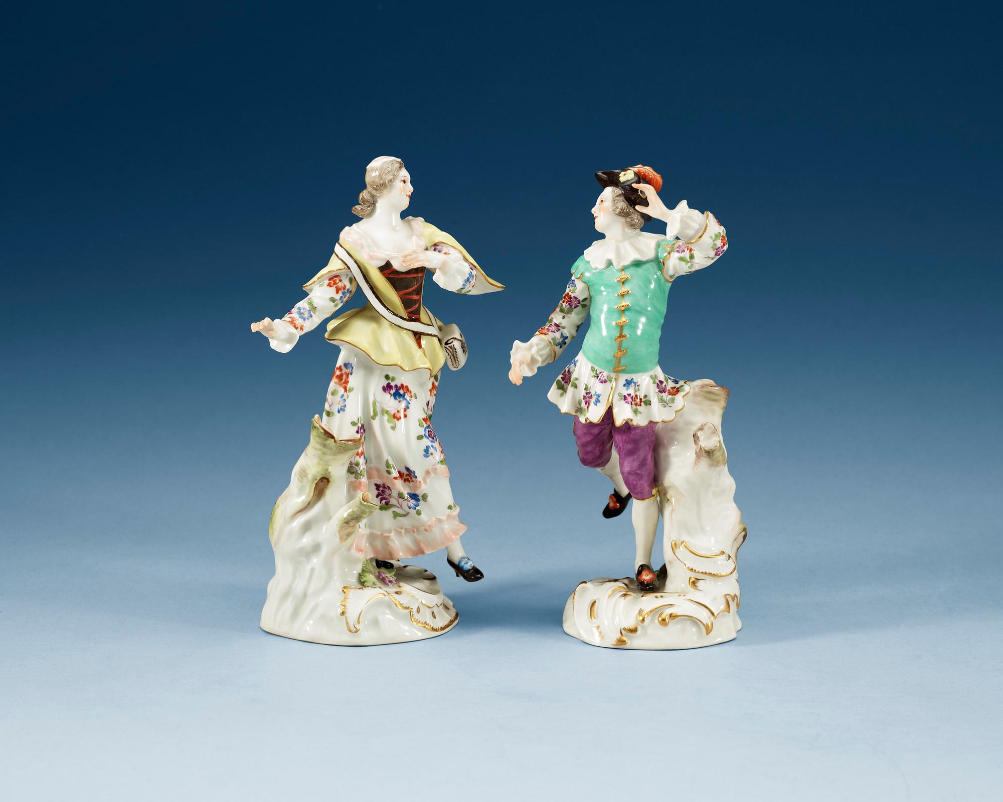 FIGURINER, ett par, porslin. Meissen, 1920-tal.