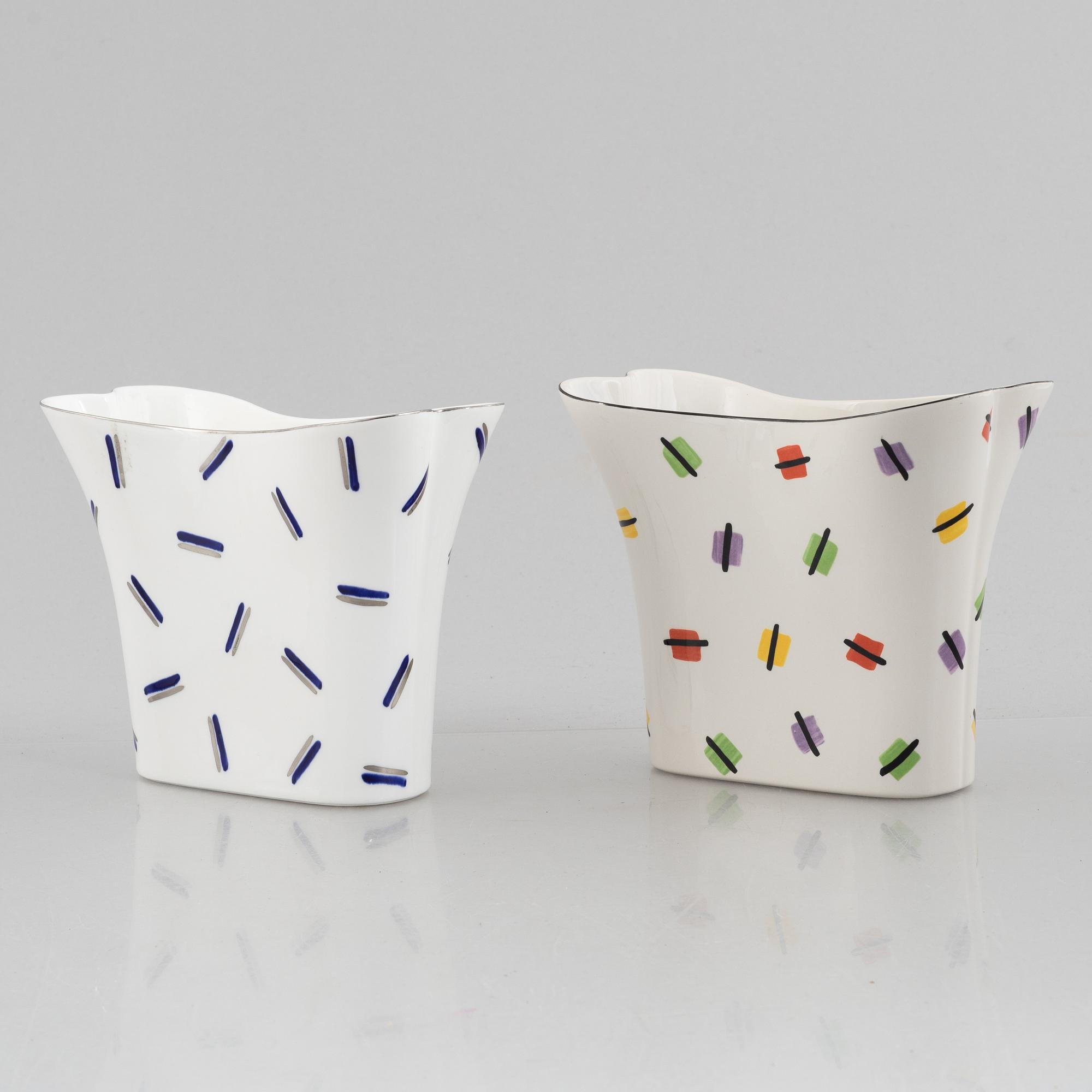Pia Rönndahl, vaser, 5 st, bl.a. "Konfetti", Gustavsbergs Studio, 1980-90-tal.
