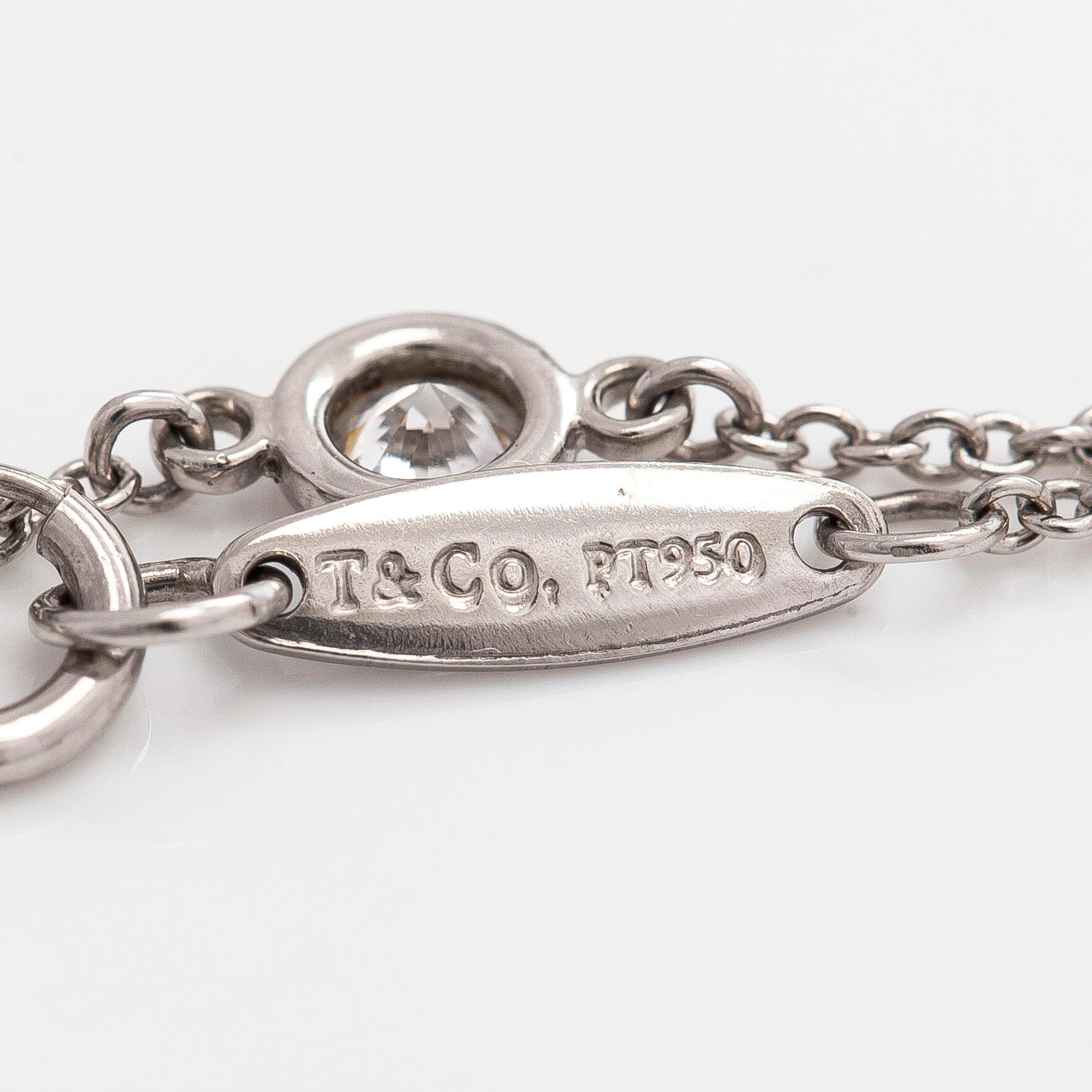 Tiffany & Co, Elsa Peretti, a platinum 'Diamonds by the Yard' bracelet with a brilliant-cut diamond.