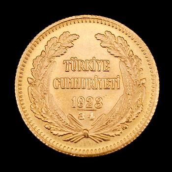GULDMYNT, Turkiet, 1923. Vikt ca 7 g.