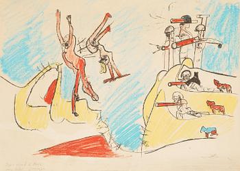 214. Roberto Matta, ROBERTO MATTA, lithograph extensively reworked with crayon and charcoal, 1965, on BFK Rives paper, signed in pencil.