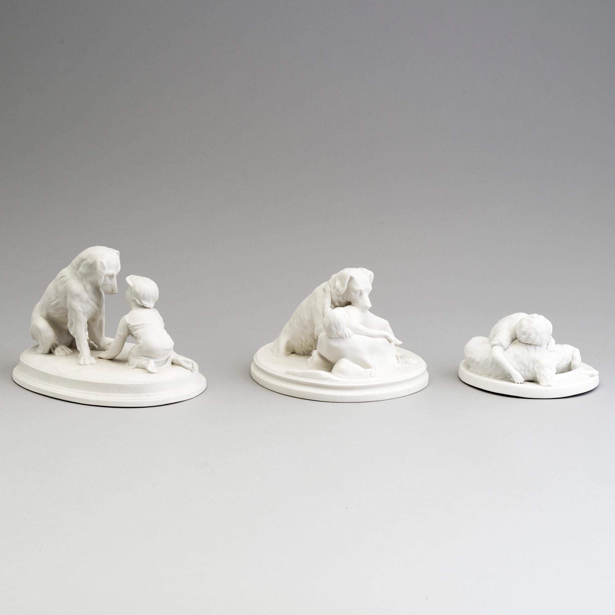 THREE PARIAN GROUPS, Gustafsberg, early 20th century.
