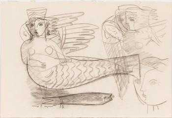 Max Papart, charcoal on paper, signed and dated -55.